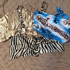 Lulu's Black & Cream Zebra Tie-Front Crop Top